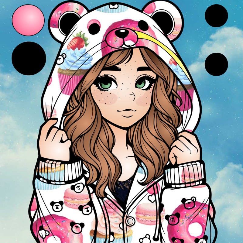 realistic girl in a animal pjs hoodie