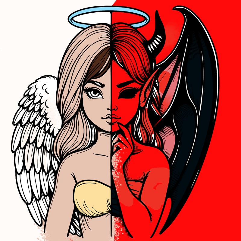 realistic angel half demon