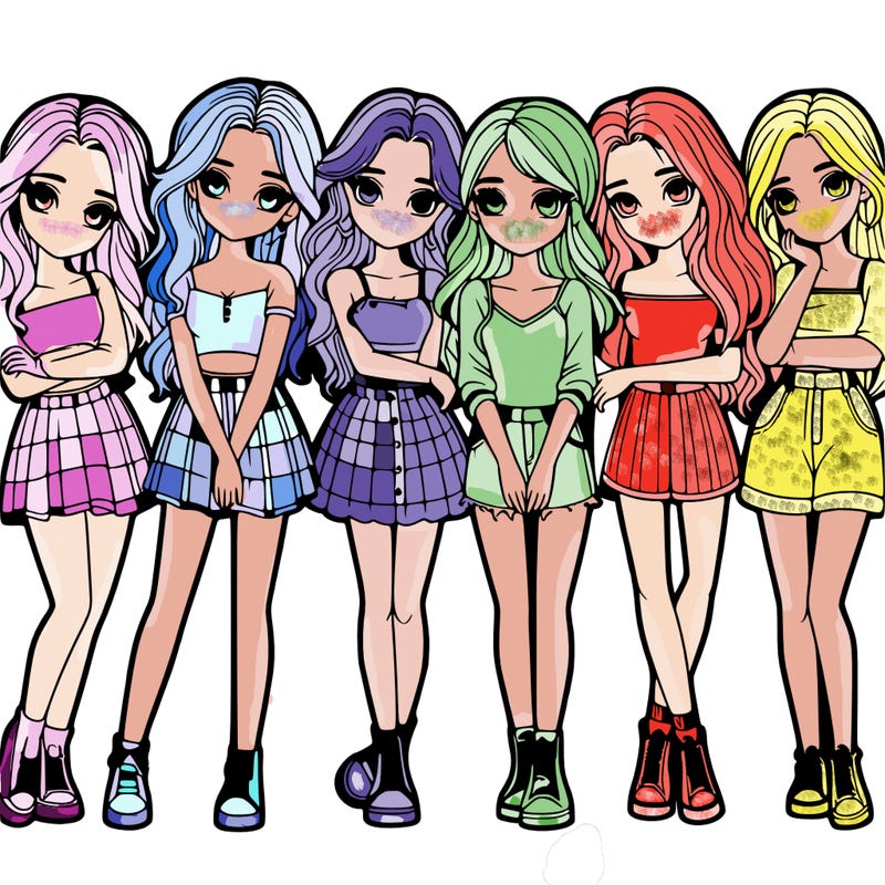 a group of girls realistic