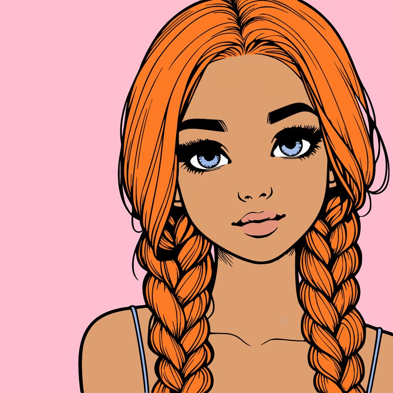 realistic girl with braids