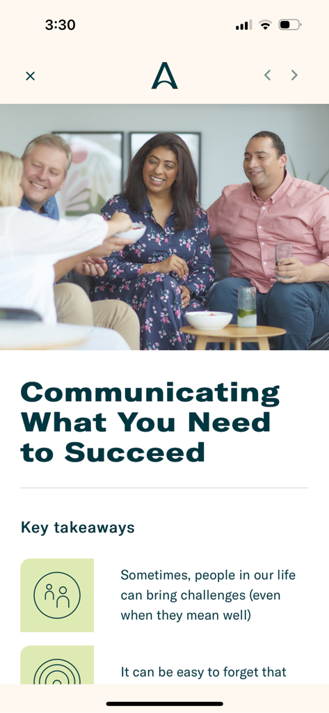 Educational article in the Allurion app about communicating social needs for weight loss success