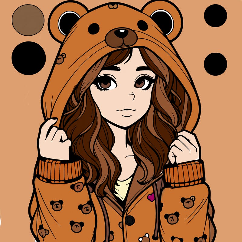 realistic girl in a animal pjs hoodie