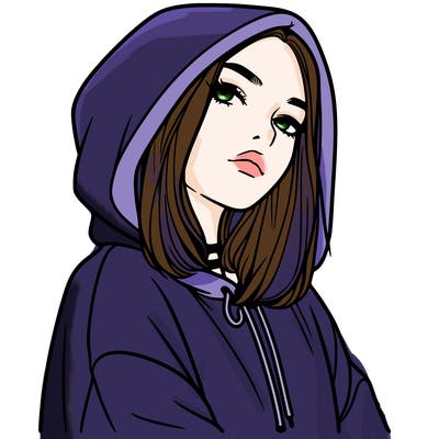 a realistic girl in a hoodie