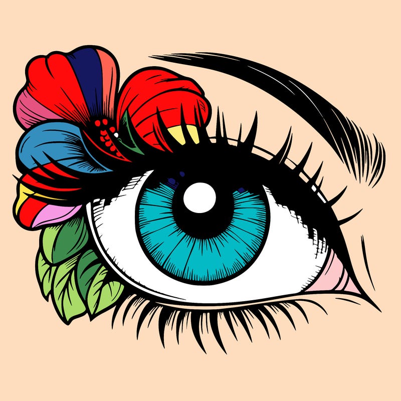 realistic eye with flower