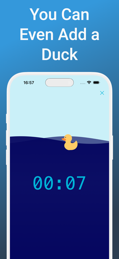 Countdown Timer Aqua Hourglass - Visual liquid countdown timer with a floating yellow rubber duck