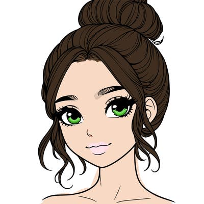 realistic pretty girl with hair in bun