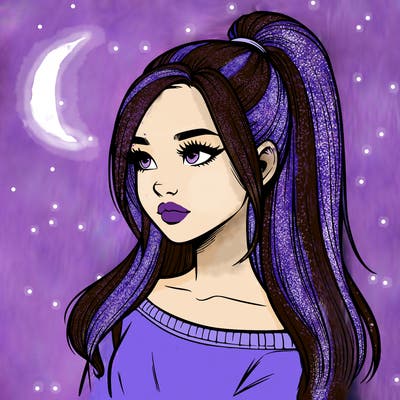 realistic girl with a high ponytail