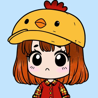 cute girl with chicken hat