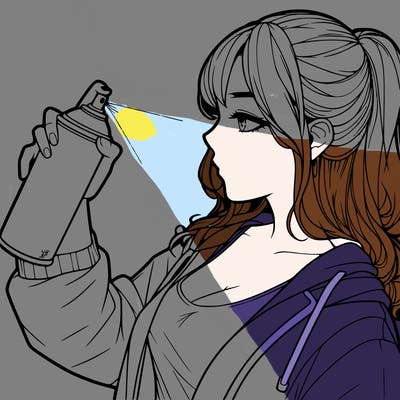 a realistic girl spray, painting