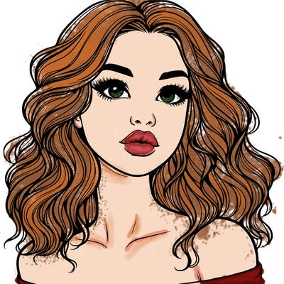realistic girl with wavy hair and lips