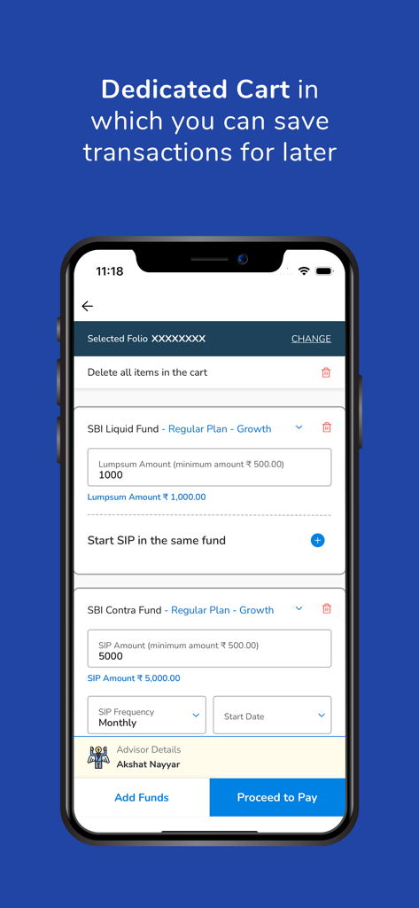 SBIMF InvestEasy - Interface de l'application SBIMF InvestEasy montrant la fonction panier de transactions dédiée.