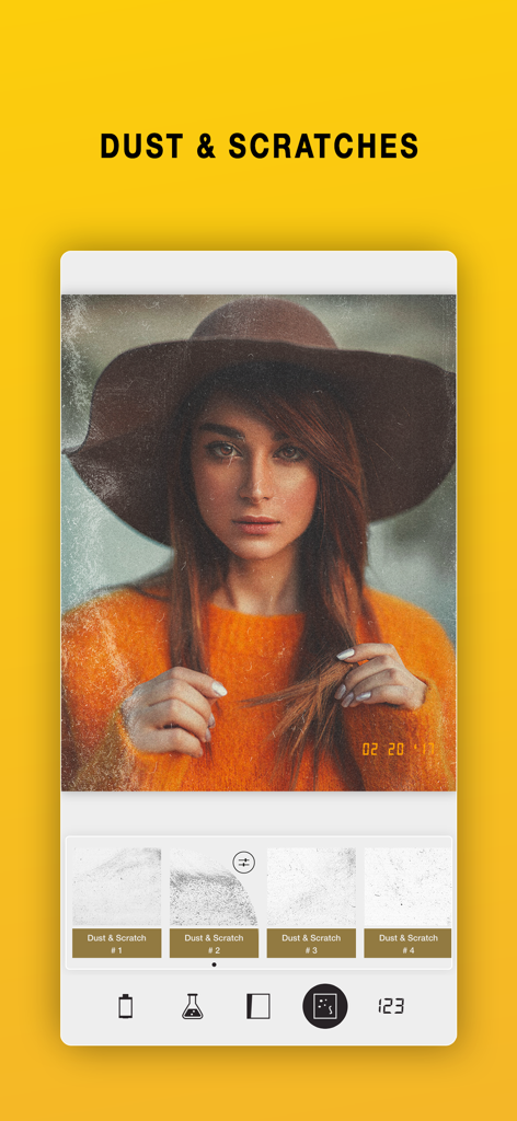 Vintage film photo effect with dust and scratches in I Love Film app