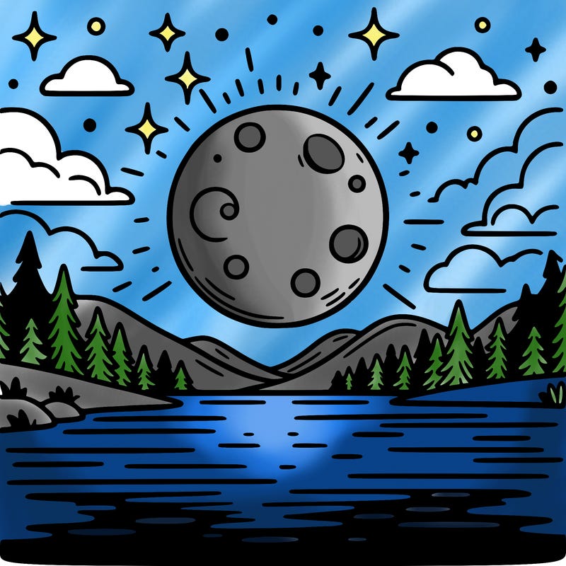 moonlight shining on a lake