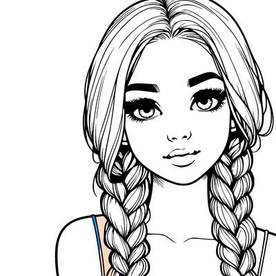 realistic girl with braids