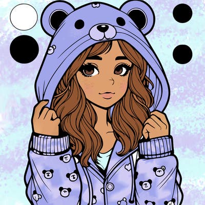 realistic girl in a animal pjs hoodie