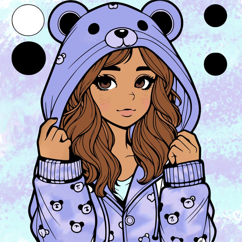 realistic girl in a animal pjs hoodie
