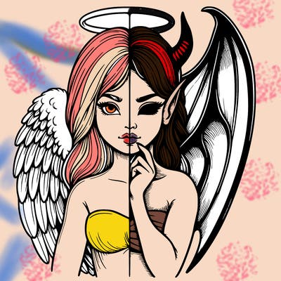 realistic angel half demon