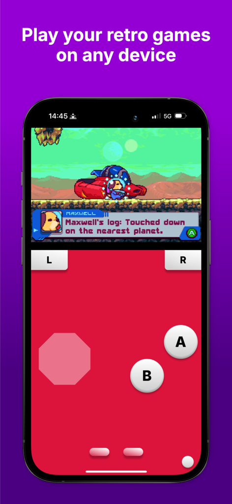 Afterplay - Game Emulator - Afterplay emulator showing retro gameplay on an iPhone with virtual controller buttons