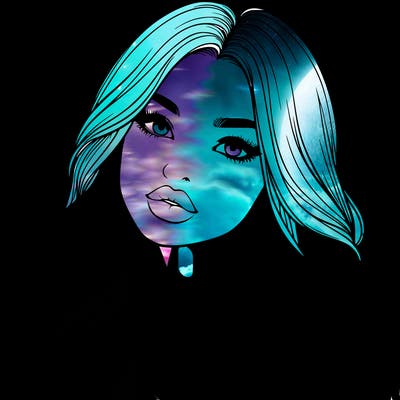 realistic girl with hair on her hair and lips