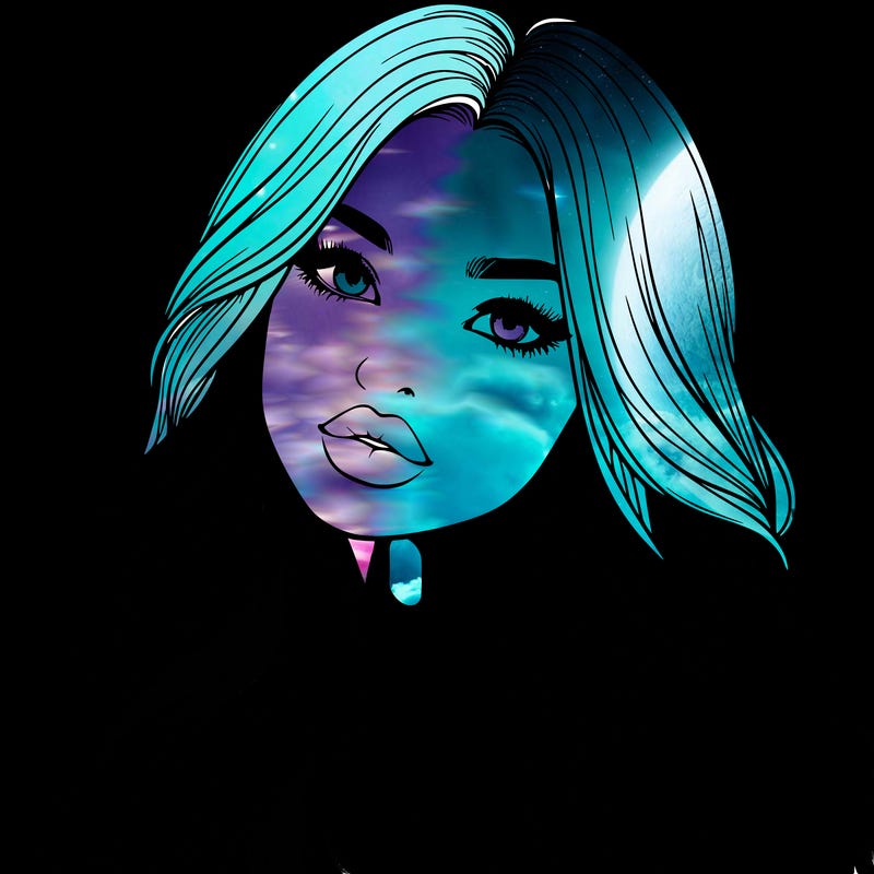 realistic girl with hair on her hair and lips