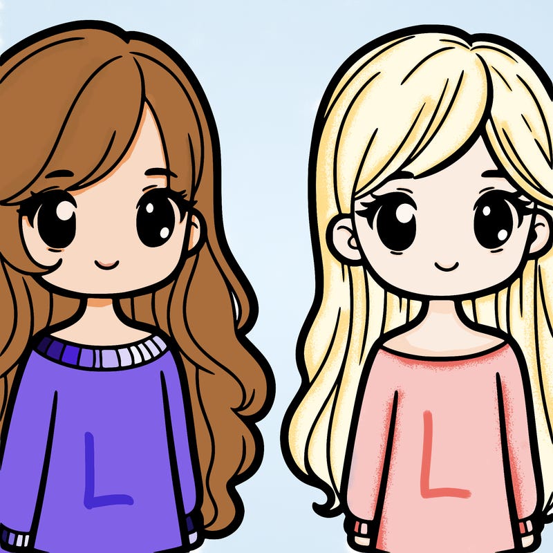 two girls one with longhair and the other with short hair