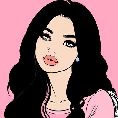 realistic girl with hair on her hair and lips