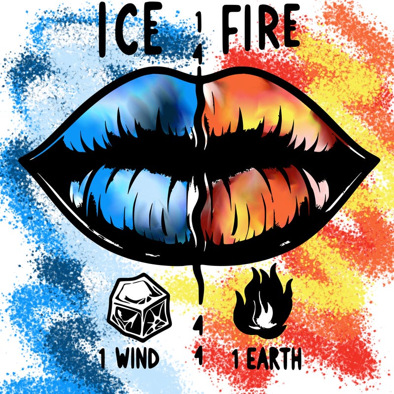 realistic lip split in fourth . 1 fourth ice 1 fire 1wind 1 earth
