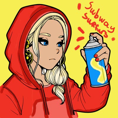 a realistic girl, spray painting