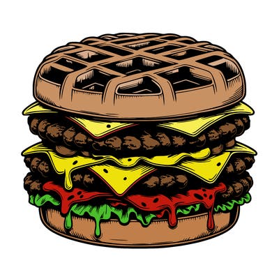 realistic waffle burger