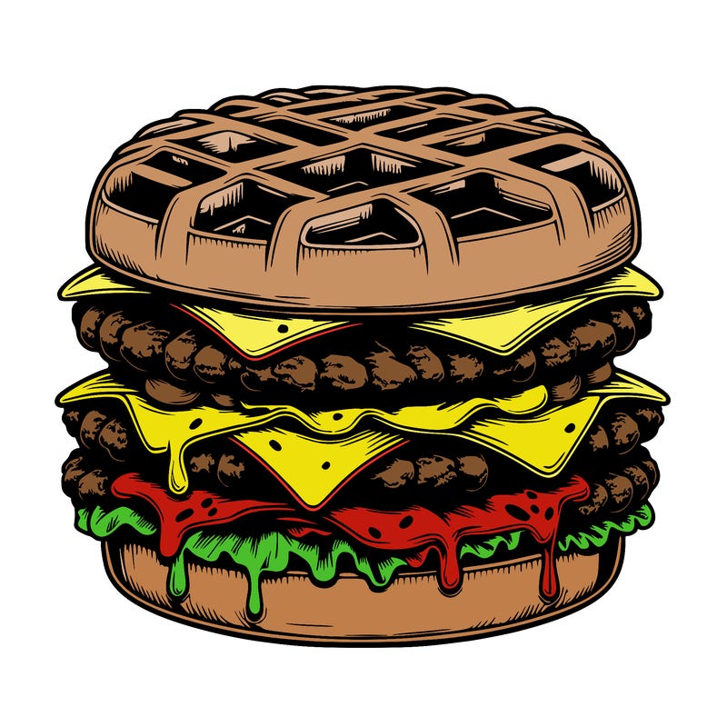 realistic waffle burger