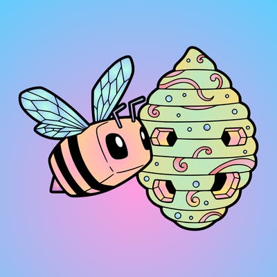 a minecraft bee next to a hive