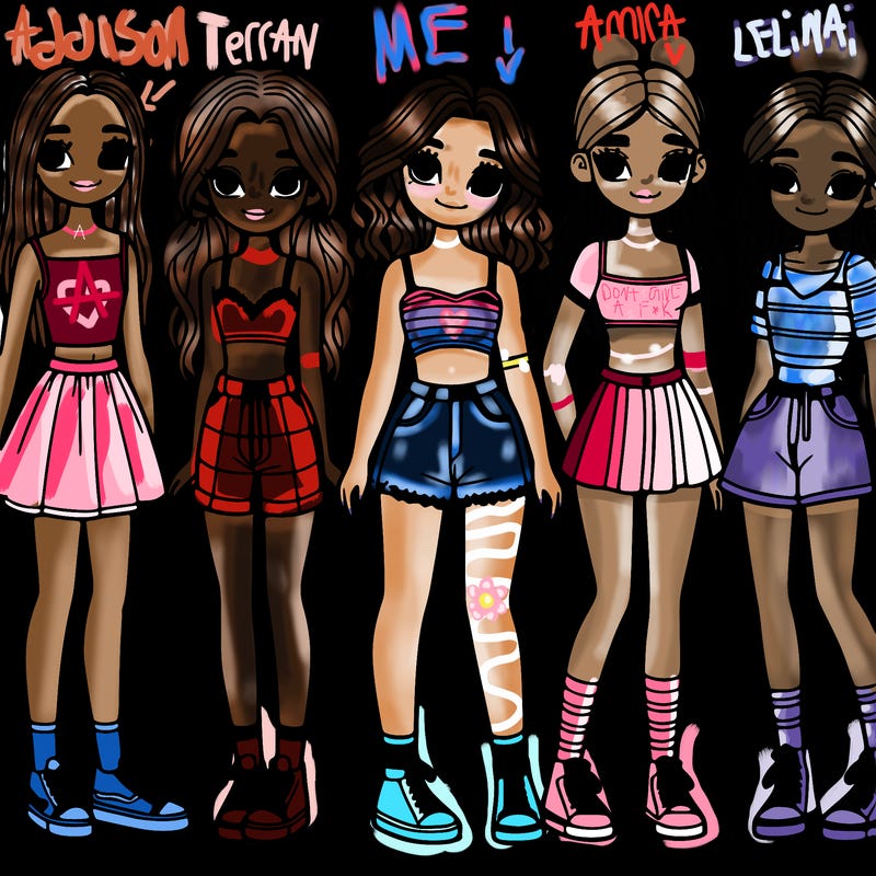 a group of girls all with different body types