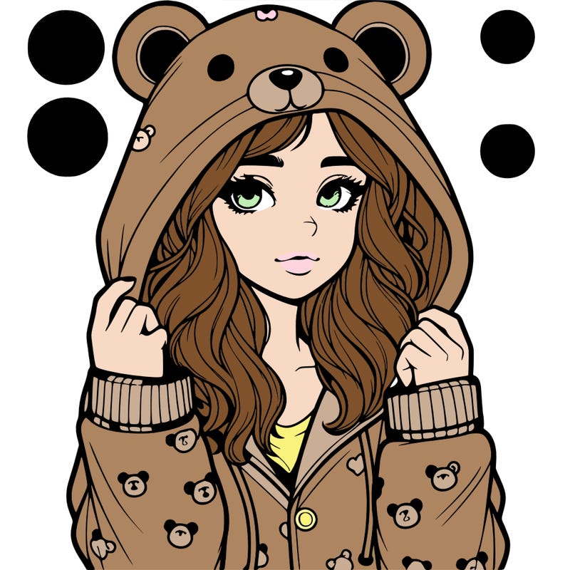 realistic girl in a animal pjs hoodie