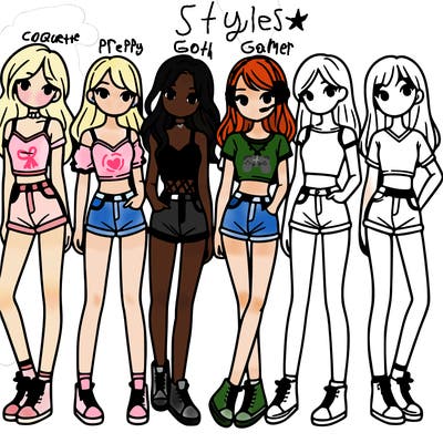a group of girls wearing crop tops and shorts