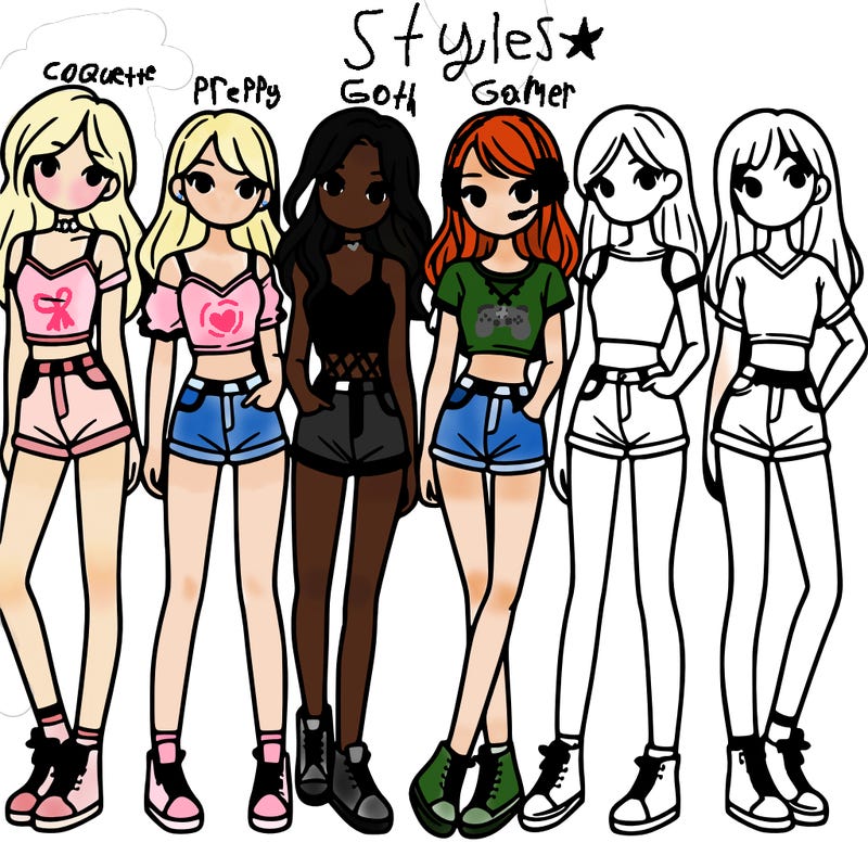 a group of girls wearing crop tops and shorts