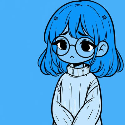 sad girl with glasses in a sweater