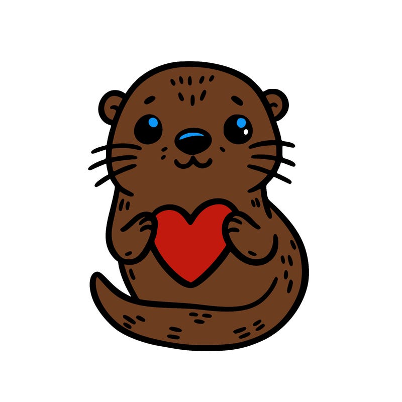 otter with a heart