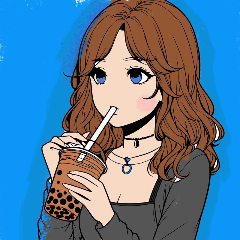 realistic girl drinking boba tea