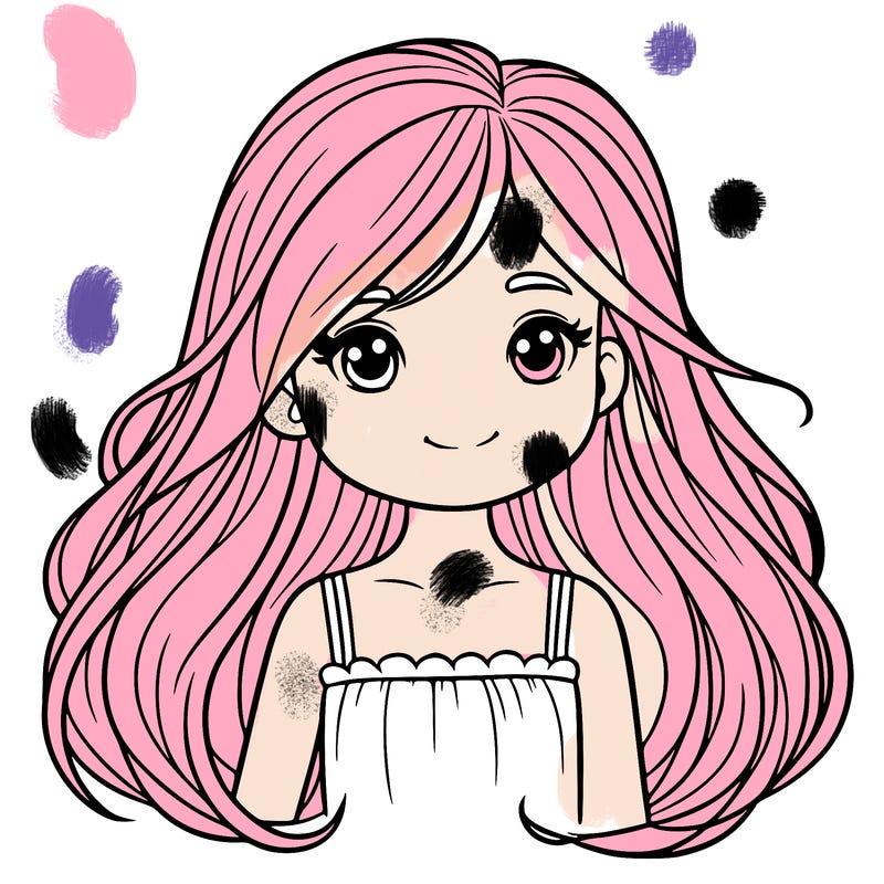 a nine years old girl with long hair