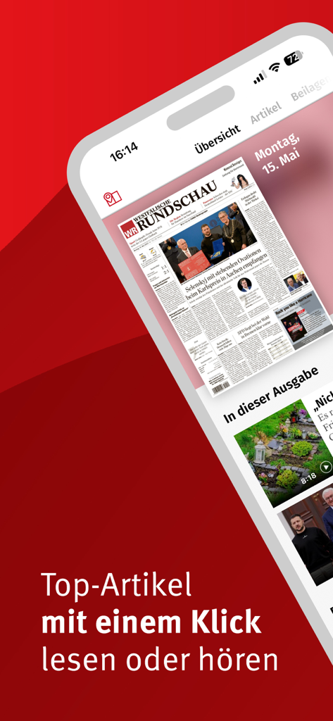 Digitale Ausgabe der Westfälischen Rundschau Zeitung auf einem Handy-Bildschirm