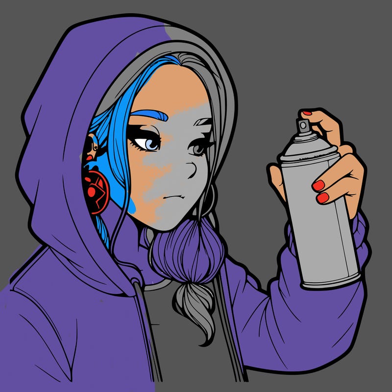 a realistic girl, spray painting