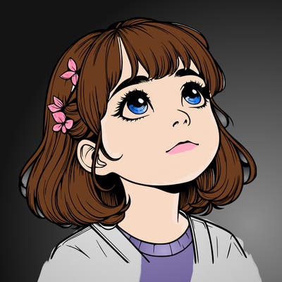 realistic girl looking up