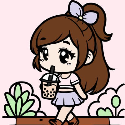 cute girl drinking boba
