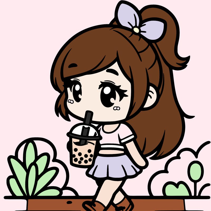 cute girl drinking boba