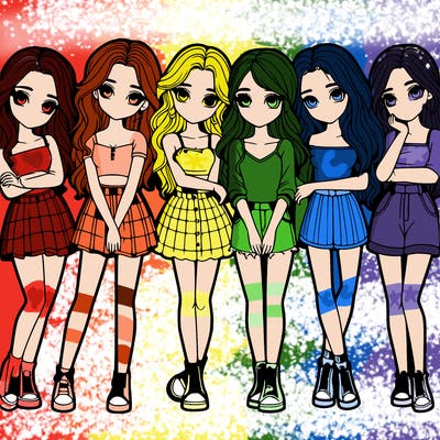 a group of girls realistic