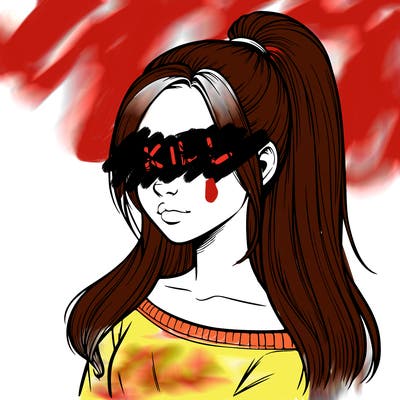 realistic girl with a high ponytail