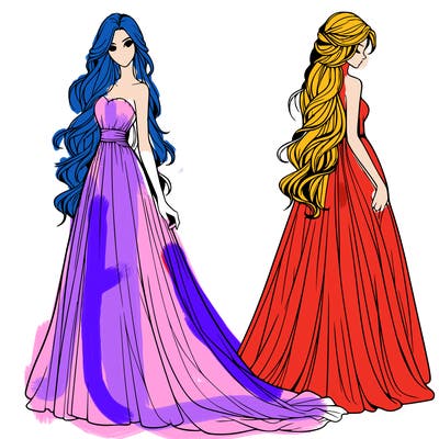 realistic woman with long flowing dress