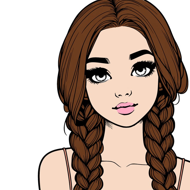 realistic girl with braids