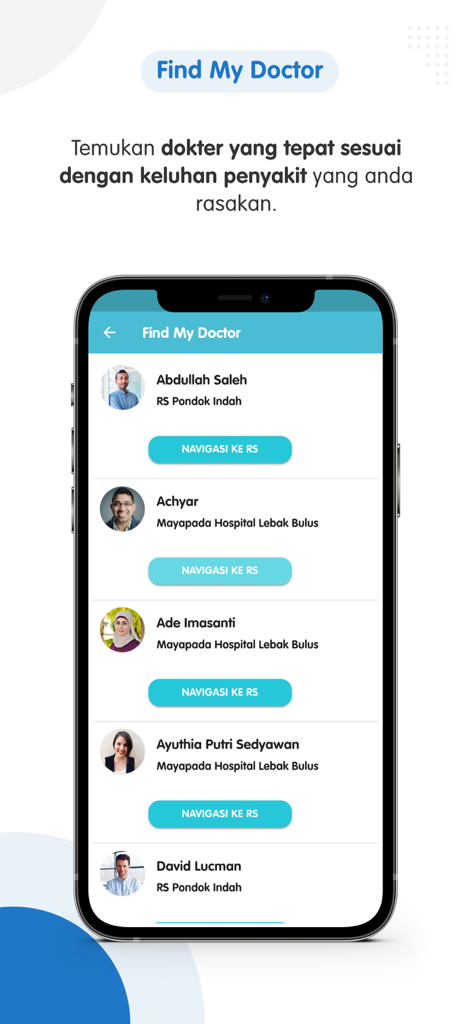 Garda Mobile - Medcare - Interface do aplicativo Garda Mobile Medcare exibindo a tela Encontrar Meu Médico com uma lista de profissionais médicos
