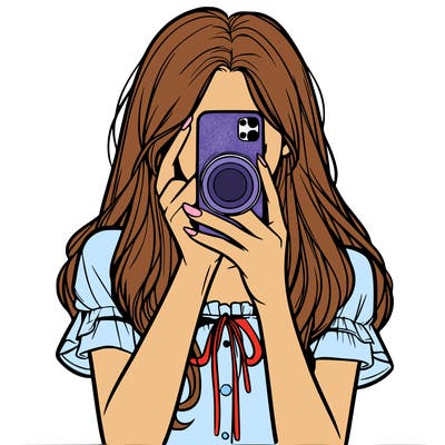 a realistic girl holding her phone taking pictures